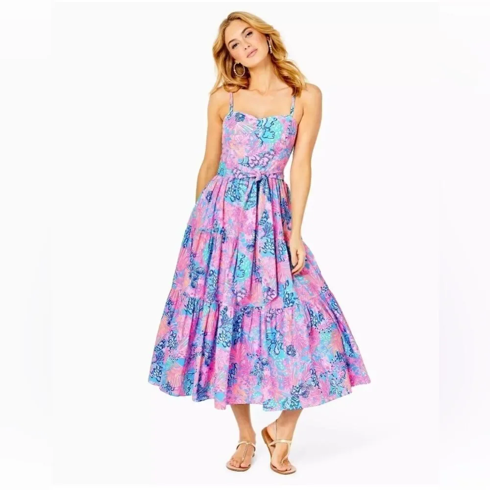 Lilly Pulitzer EDITH MIDI DRESS FITS S-M - Picture 1 of 8